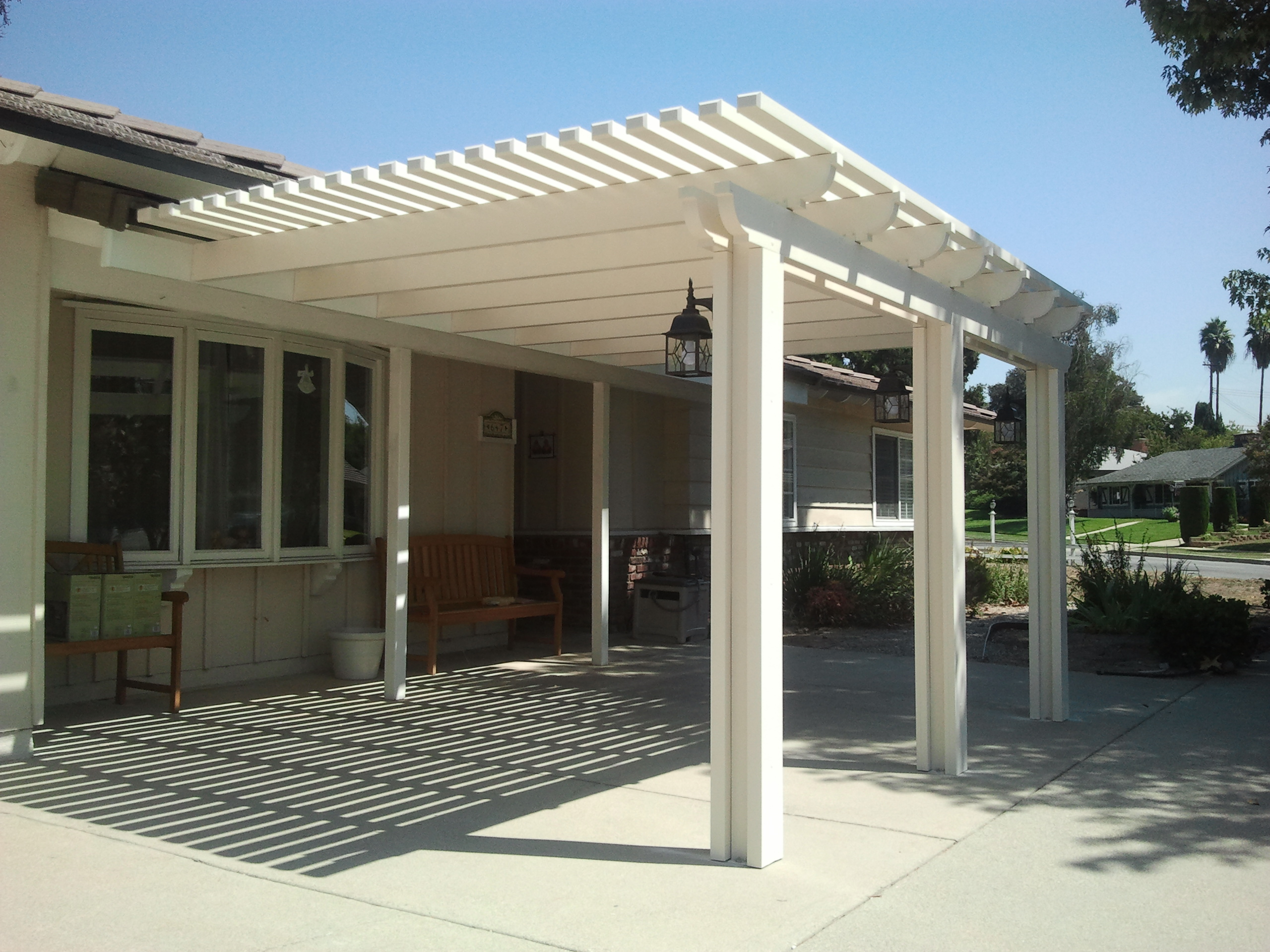 Open-lattice aluminum patio cover install — Mr. Patio Cover, Southern California