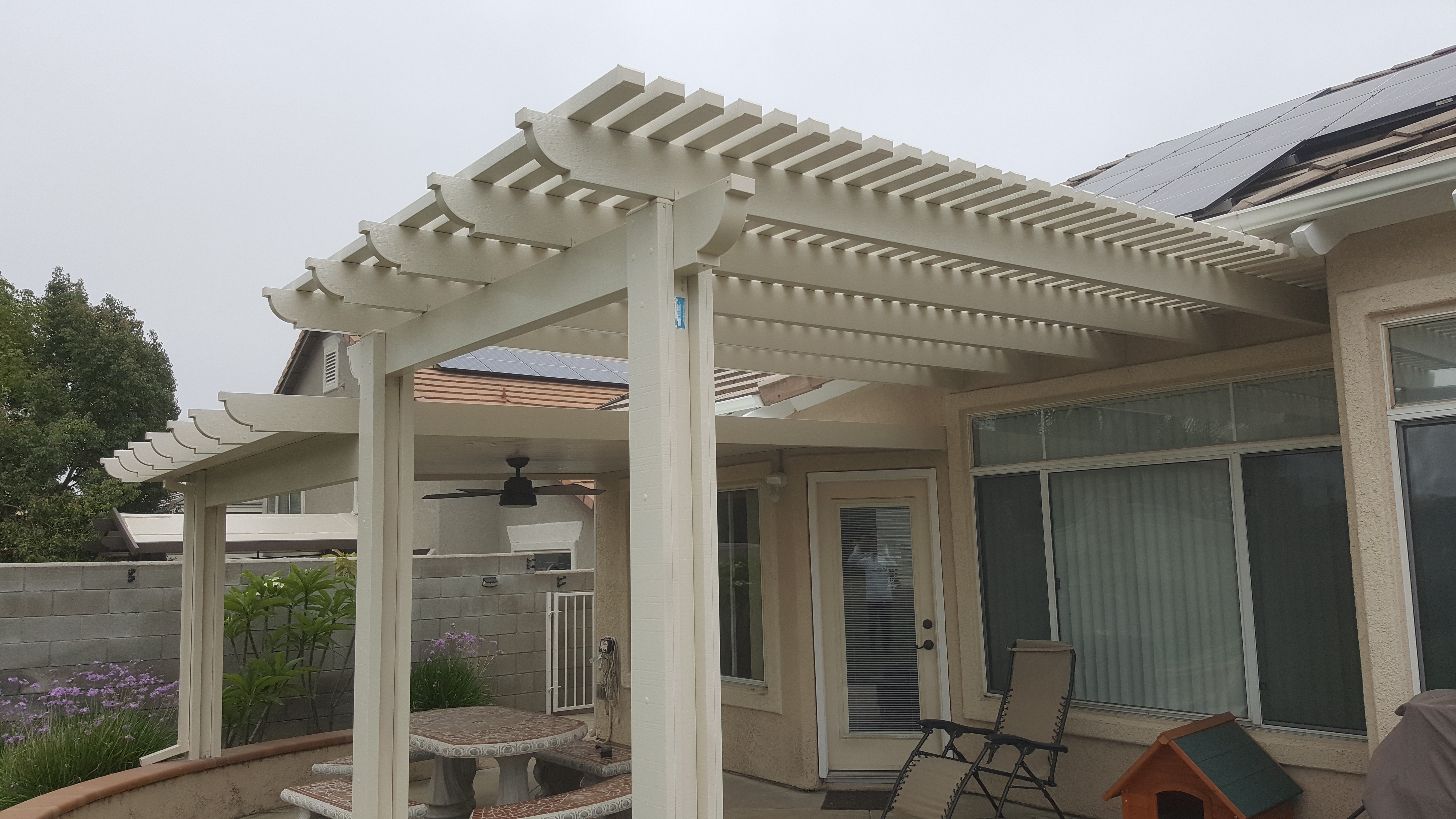 Open-lattice aluminum patio cover install — Mr. Patio Cover, Southern California