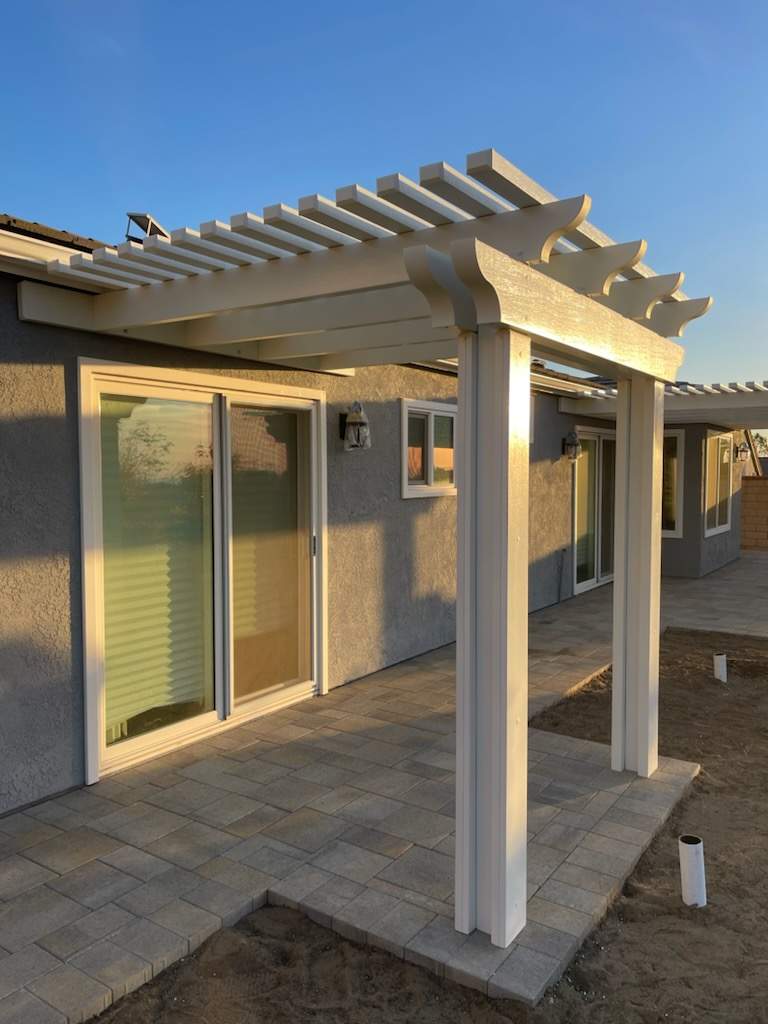 Open-lattice aluminum patio cover install — Mr. Patio Cover, Southern California