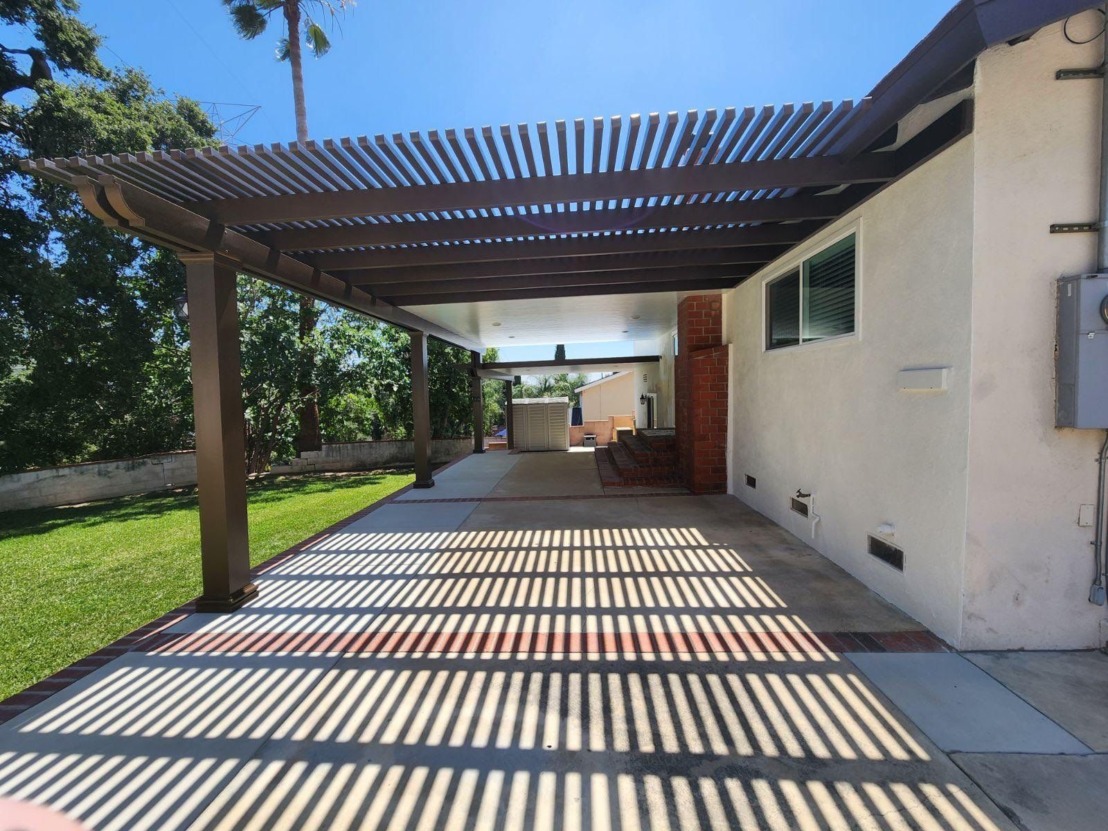 Open-lattice aluminum patio cover install — Mr. Patio Cover, Southern California