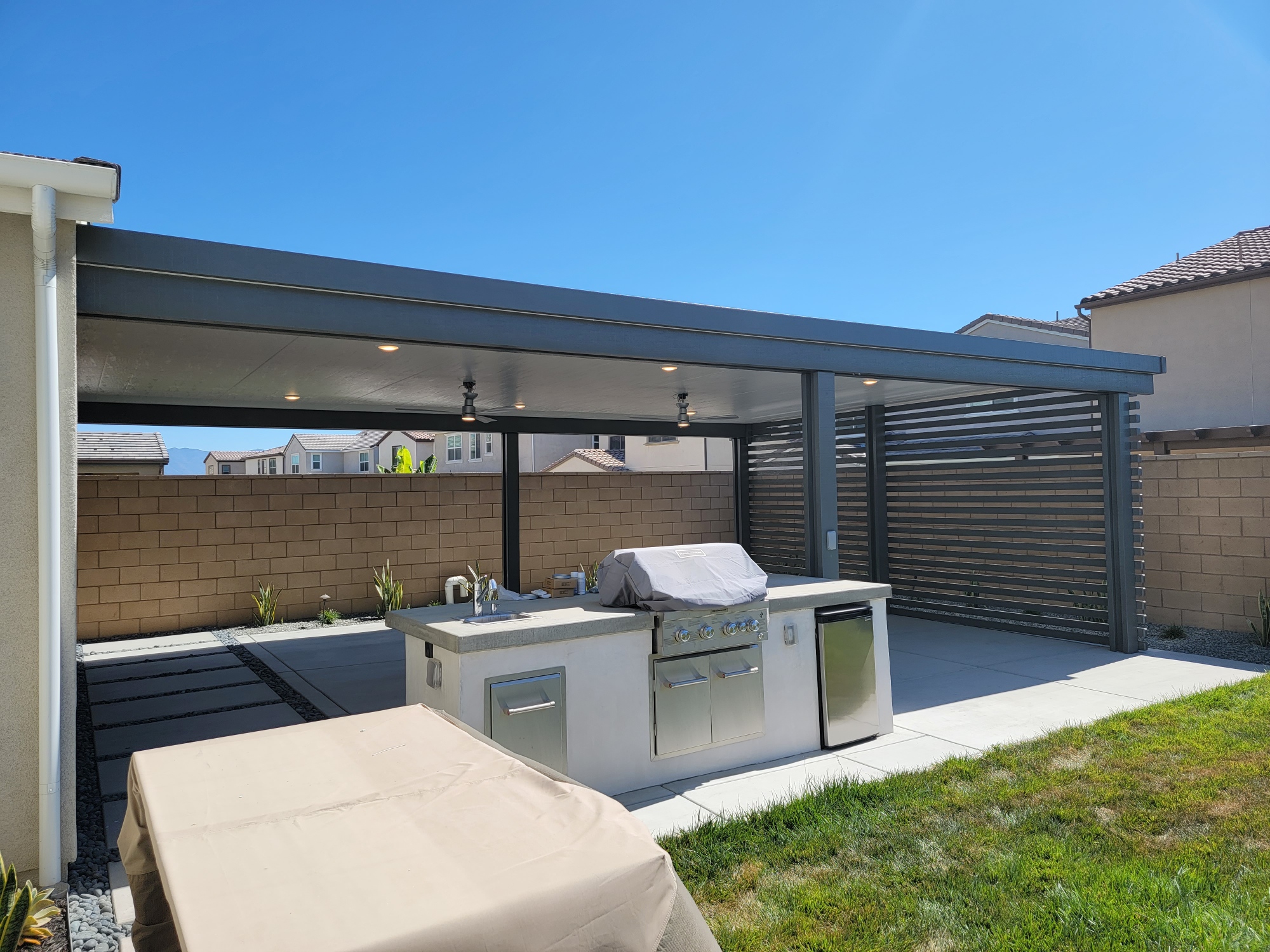 Insulated aluminum patio cover install — Mr. Patio Cover, Southern California