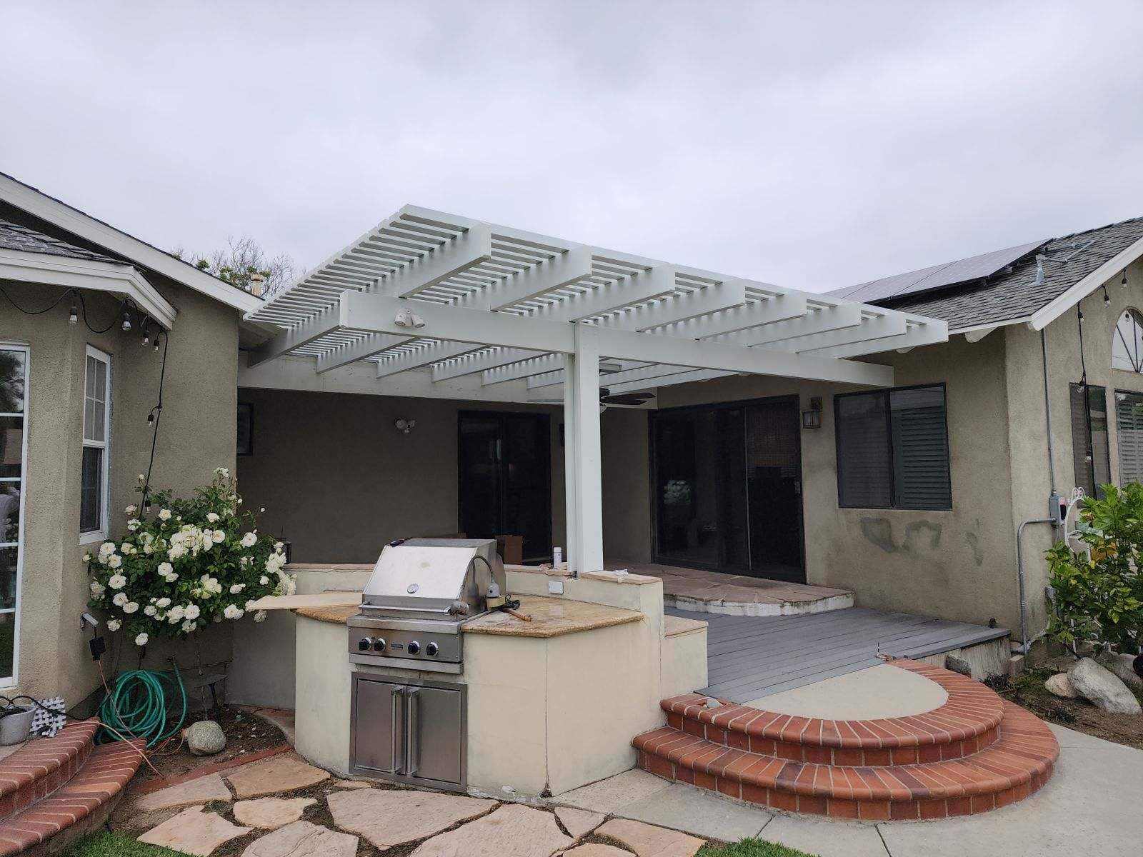 Open-lattice aluminum patio cover install — Mr. Patio Cover, Southern California