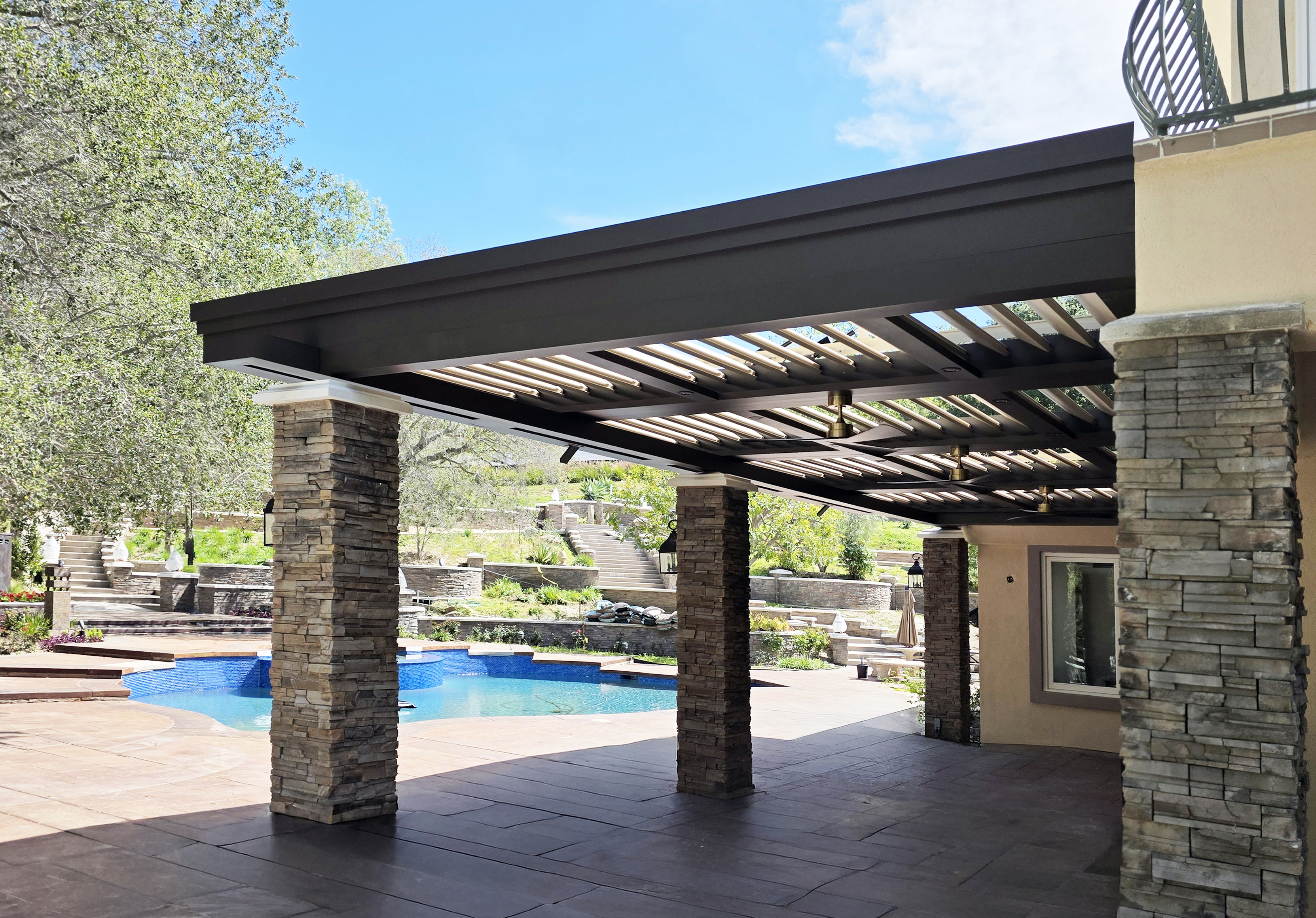 Velaro adjustable-louver pergola install — Mr. Patio Cover, Southern California
