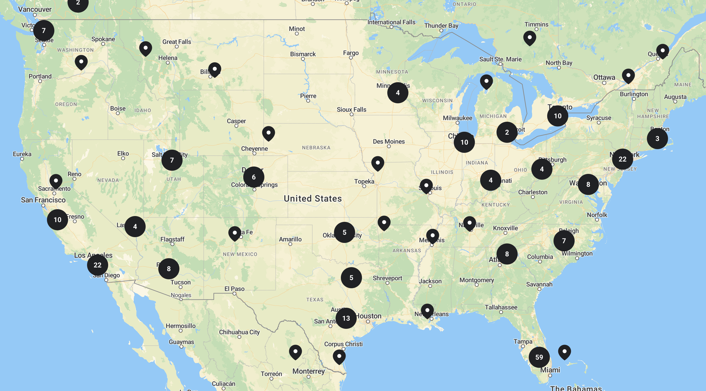 Map of Gamebred University members