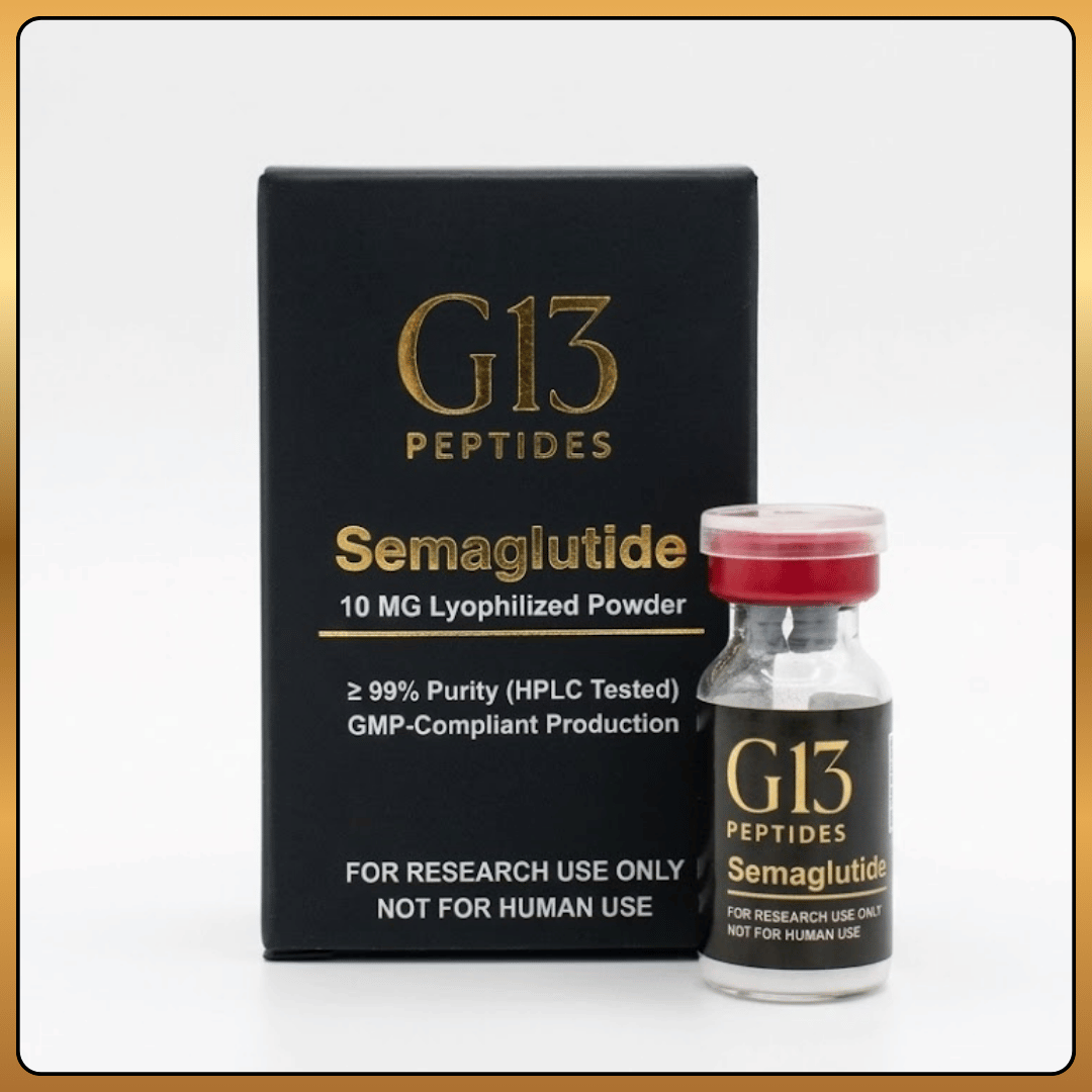 Semaglutide research material vial by G13 Labs