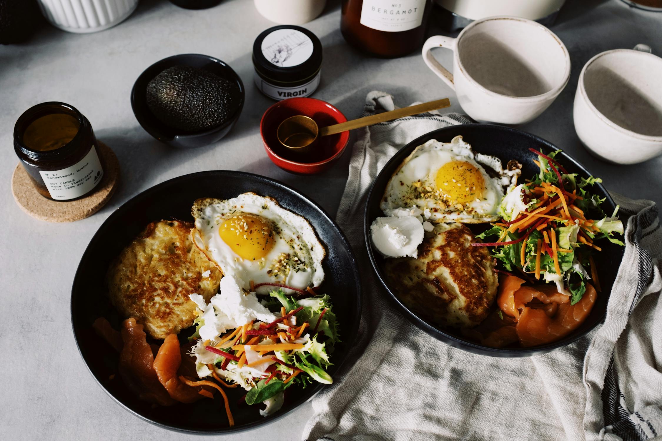 Eggs and salmon — quality protein sources providing amino acids essential for neurotransmitter production and brain repair