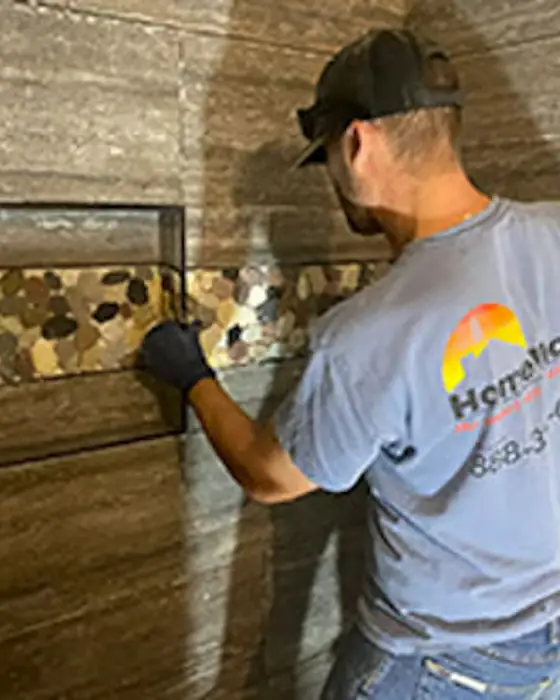 Large-format wall tile in a primary bath