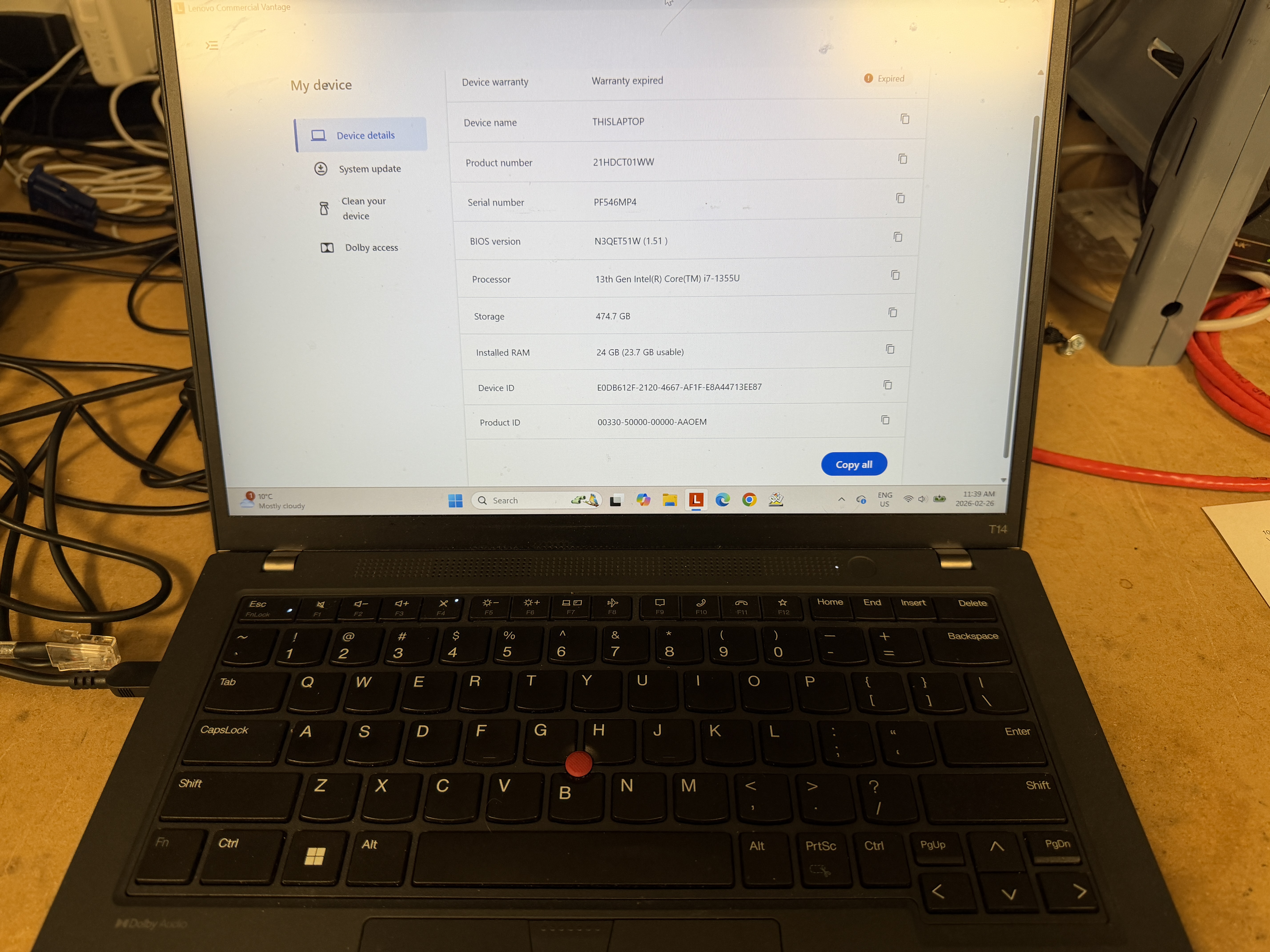 Testing ports and updates on a repaired Lenovo ThinkPad at our Victoria shop
