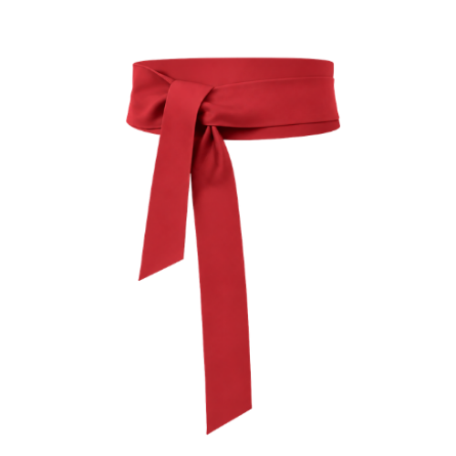Bea in red, tied in a knot
