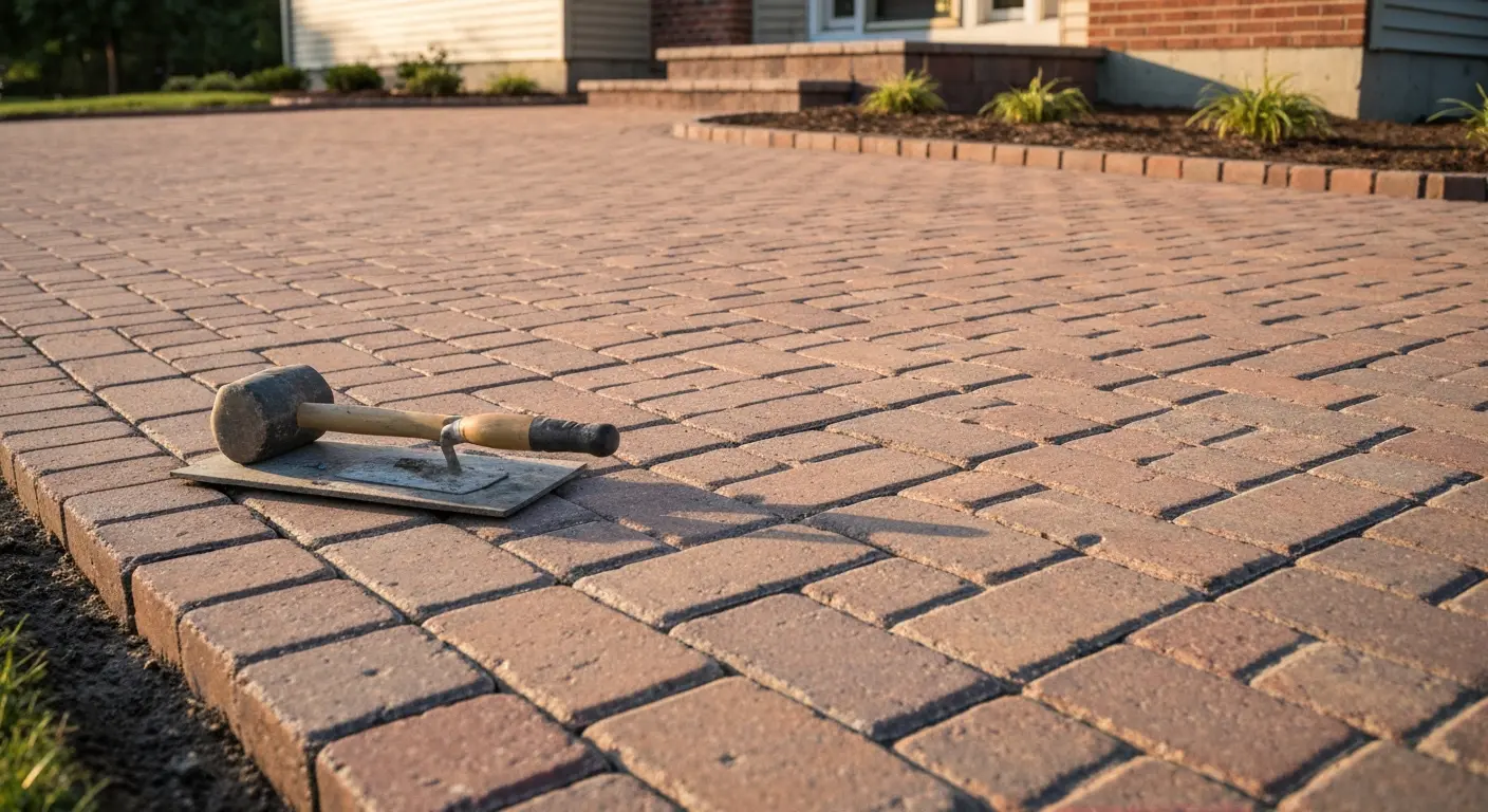 Brick paver driveway installation