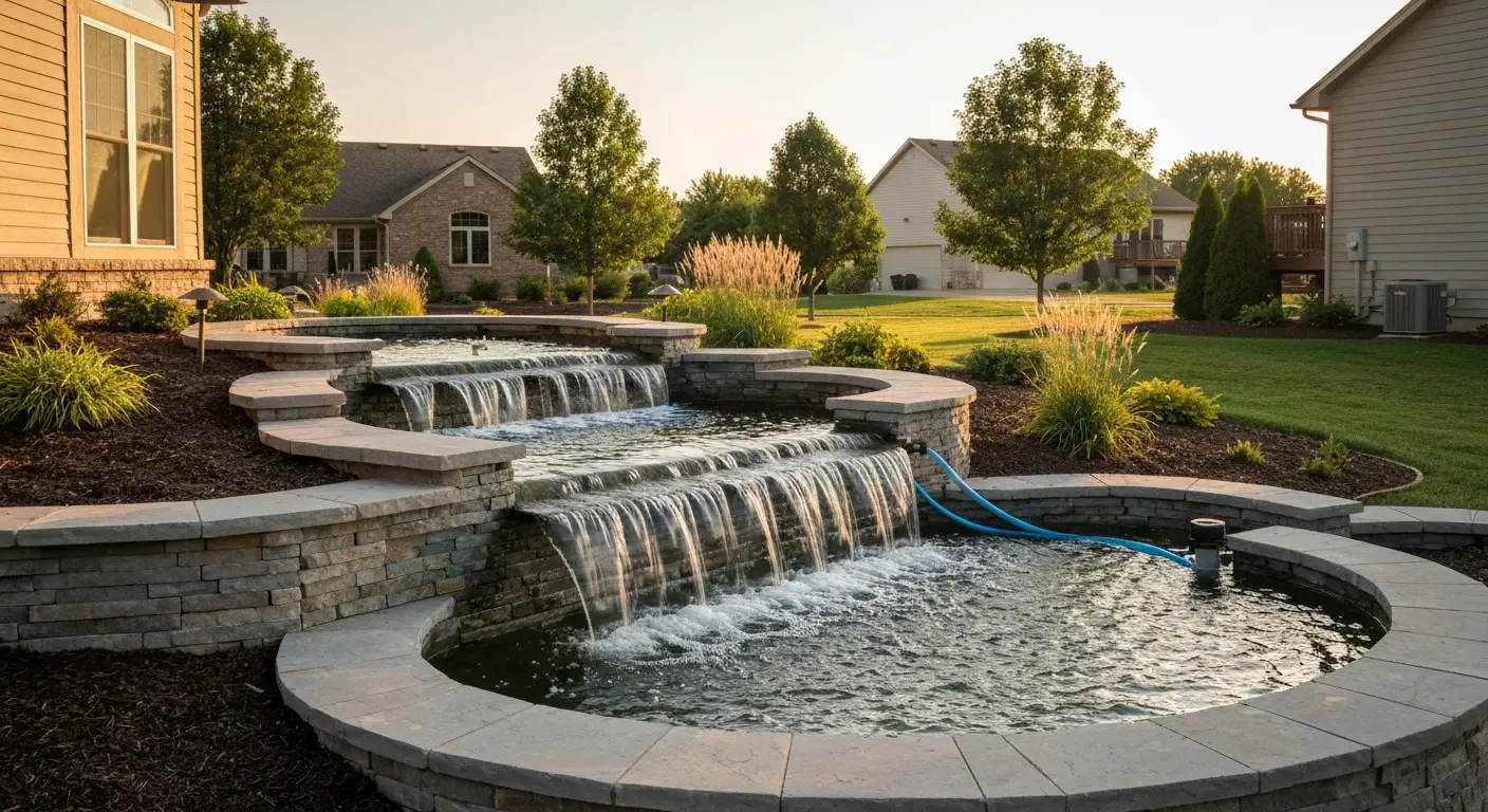 Pondless waterfall feature