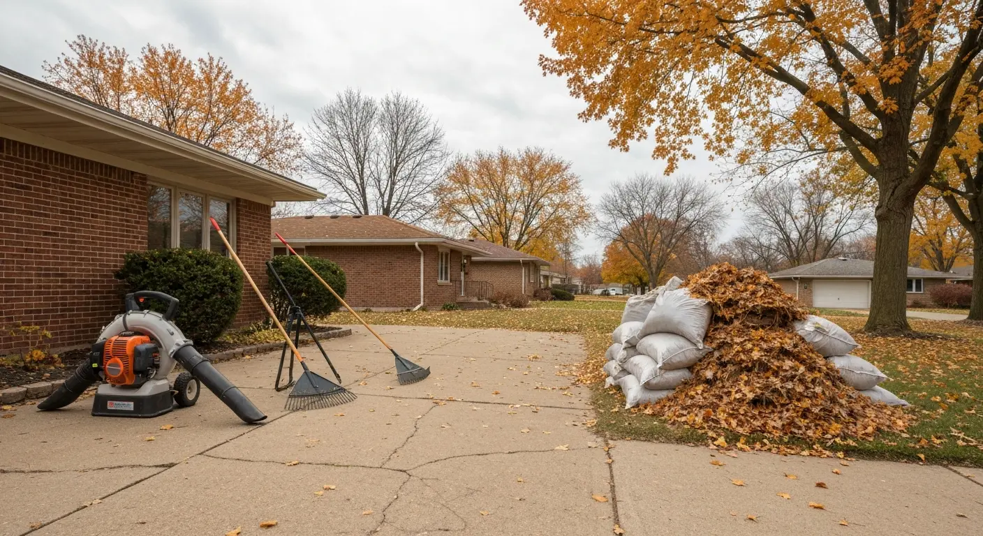 Fall leaf cleanup service