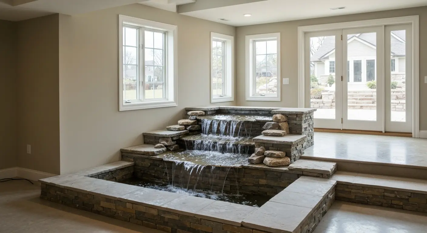 Pondless waterfall feature
