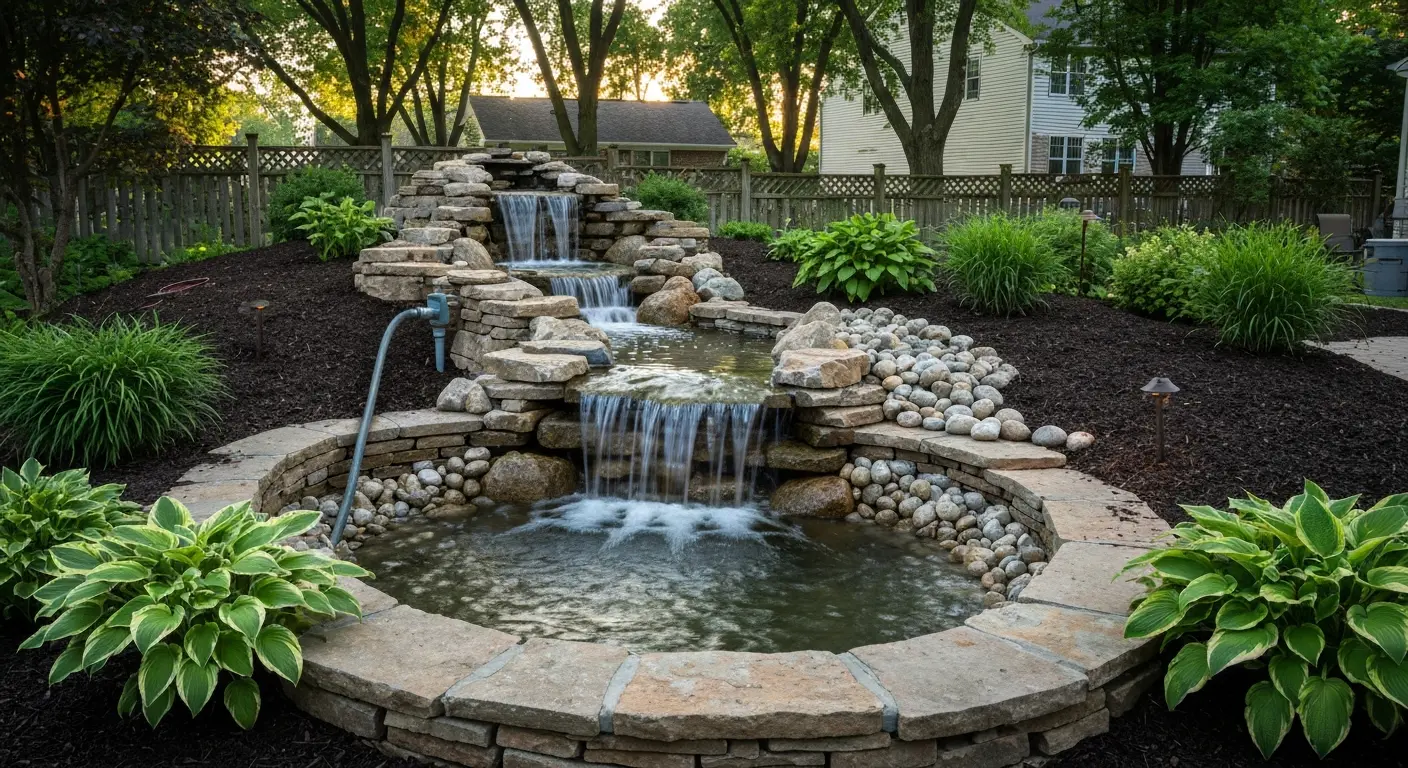 Pondless waterfall in Orland Park
