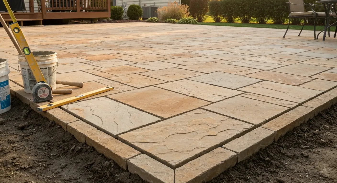 Stone patio installation