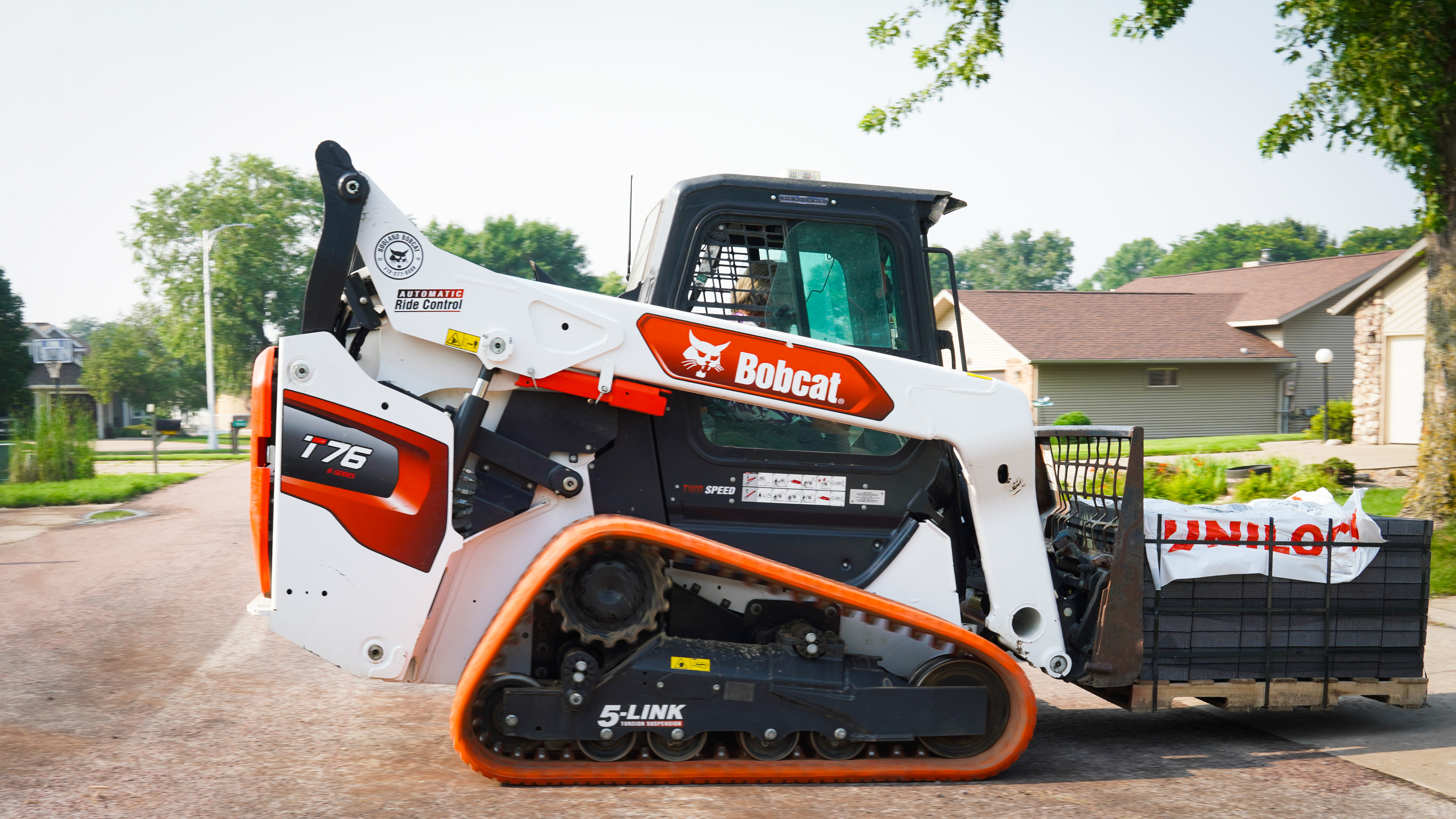 Bobcat T76 skid steer on site