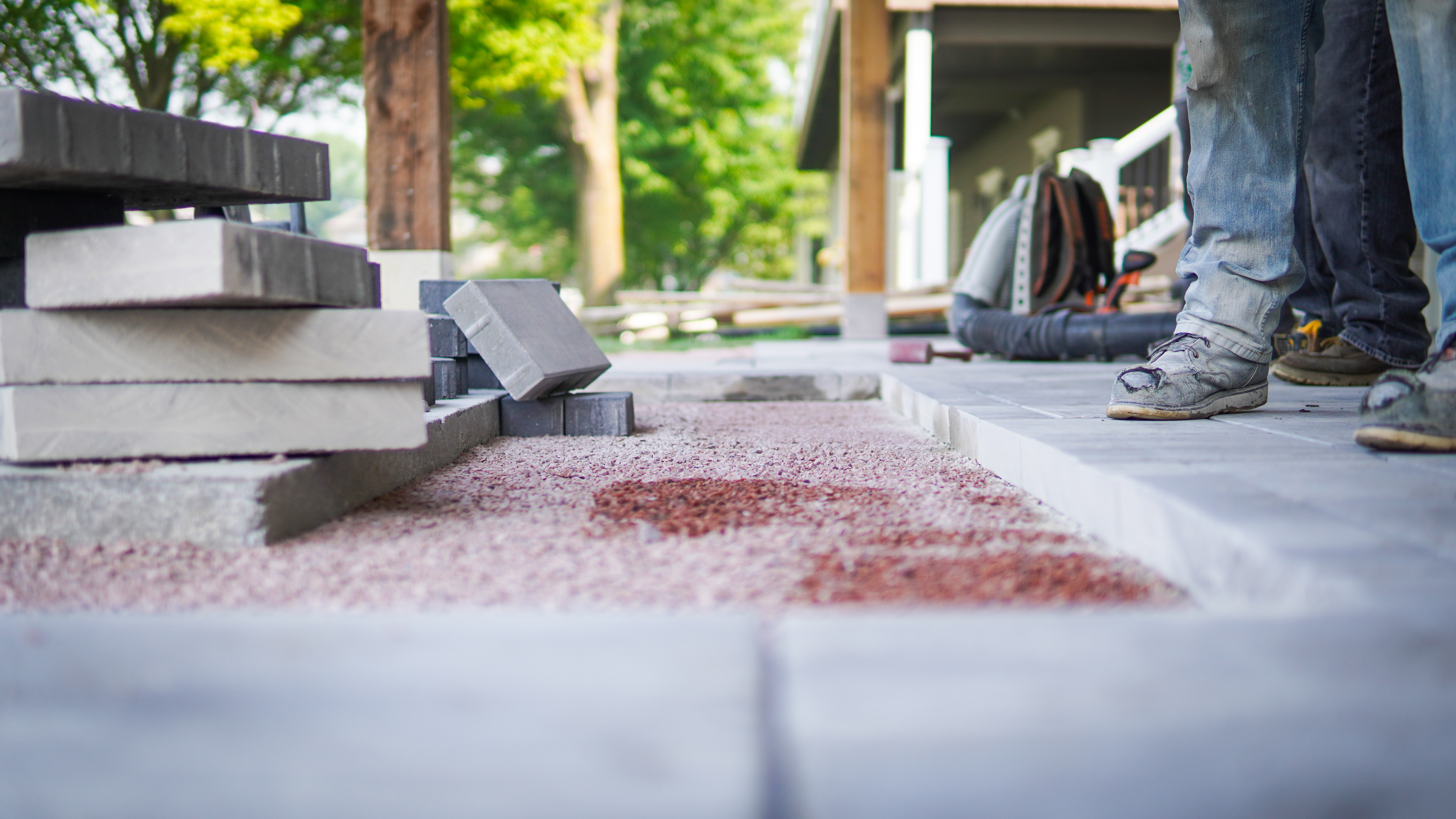 Paver staging on a prepared surface