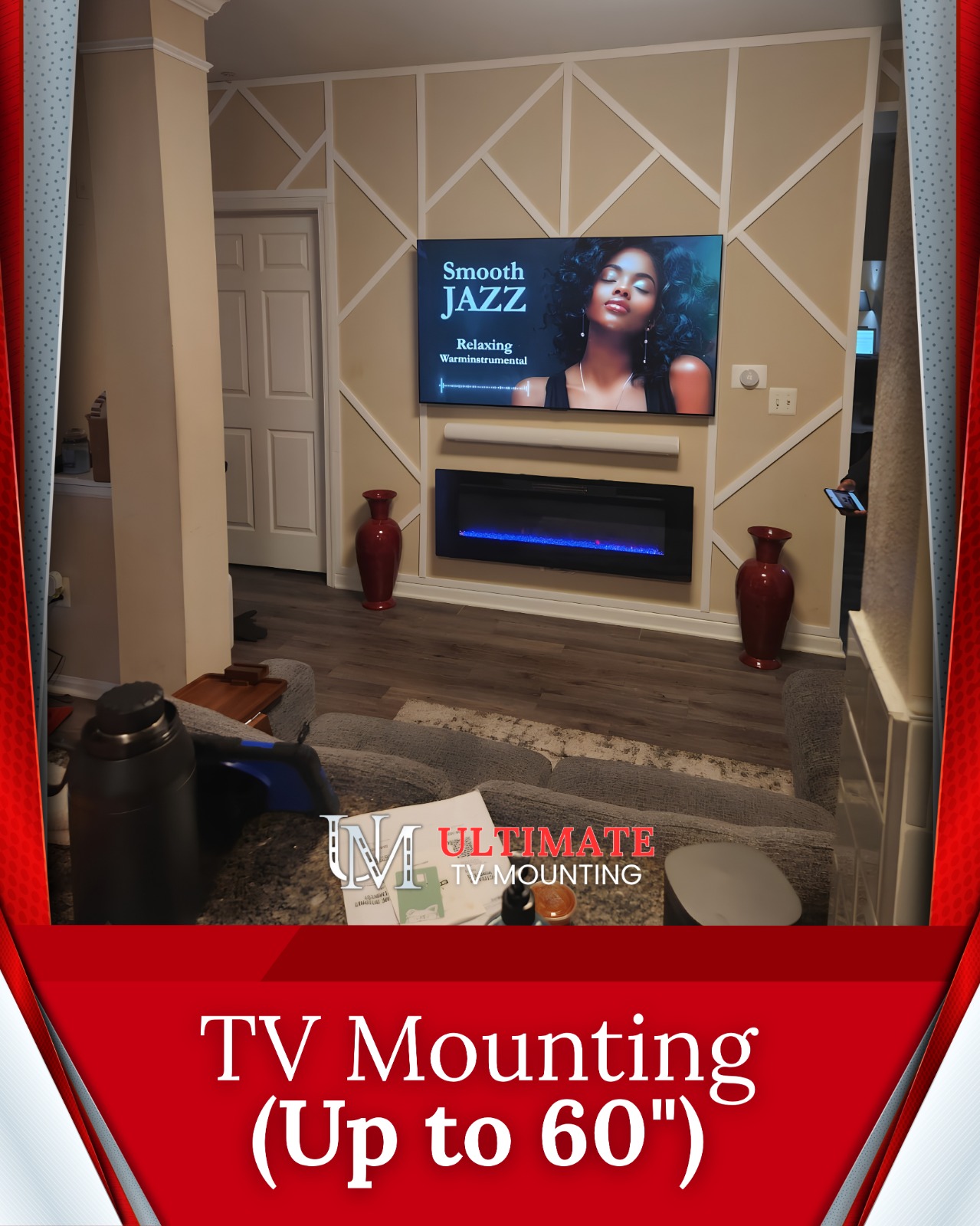 Wall-mounted television up to 60 inches