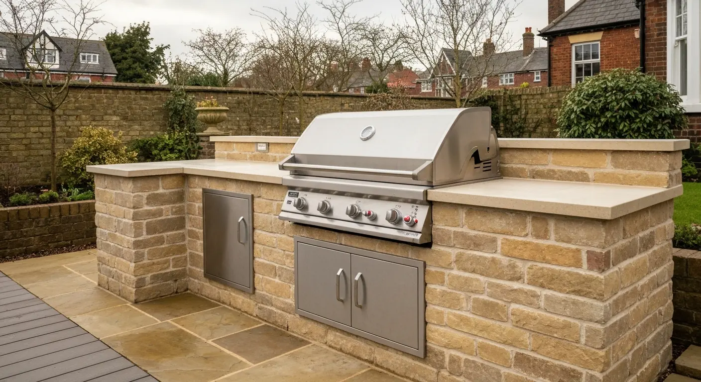 Custom outdoor kitchen with built-in grill