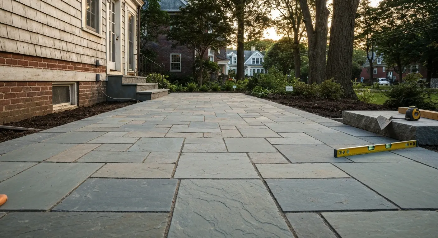 Stone paver patio installation