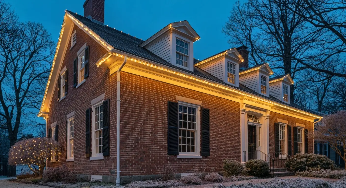 Christmas light installation on home