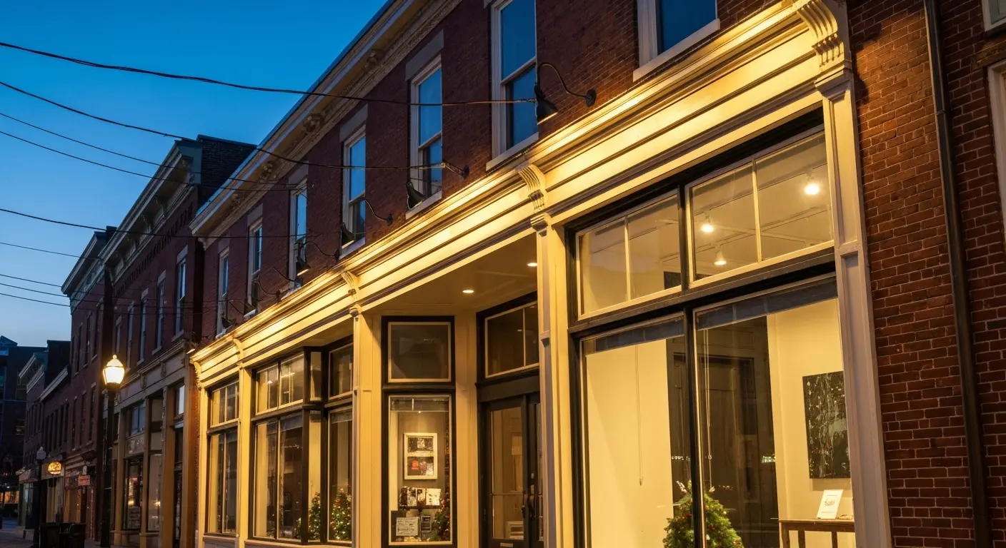 Retail storefront holiday lights