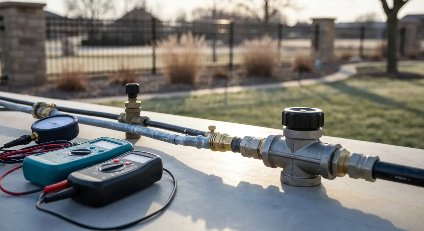 Irrigation line inspection and freeze damage repair
