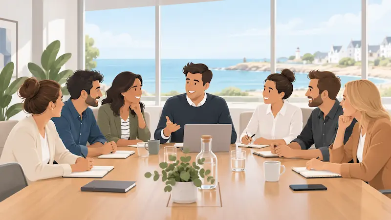 Équipe de TPE réunie autour d’un CRM à Saint-Malo, avec l’accompagnement digital de Loopline. Équipe de TPE réunie autour d’un CRM à Saint-Malo, avec l’accompagnement digital de Loopline.