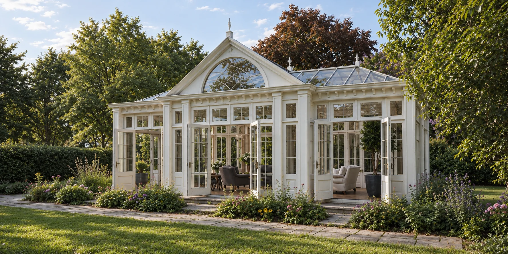 White garden conservatory — architectural visualization