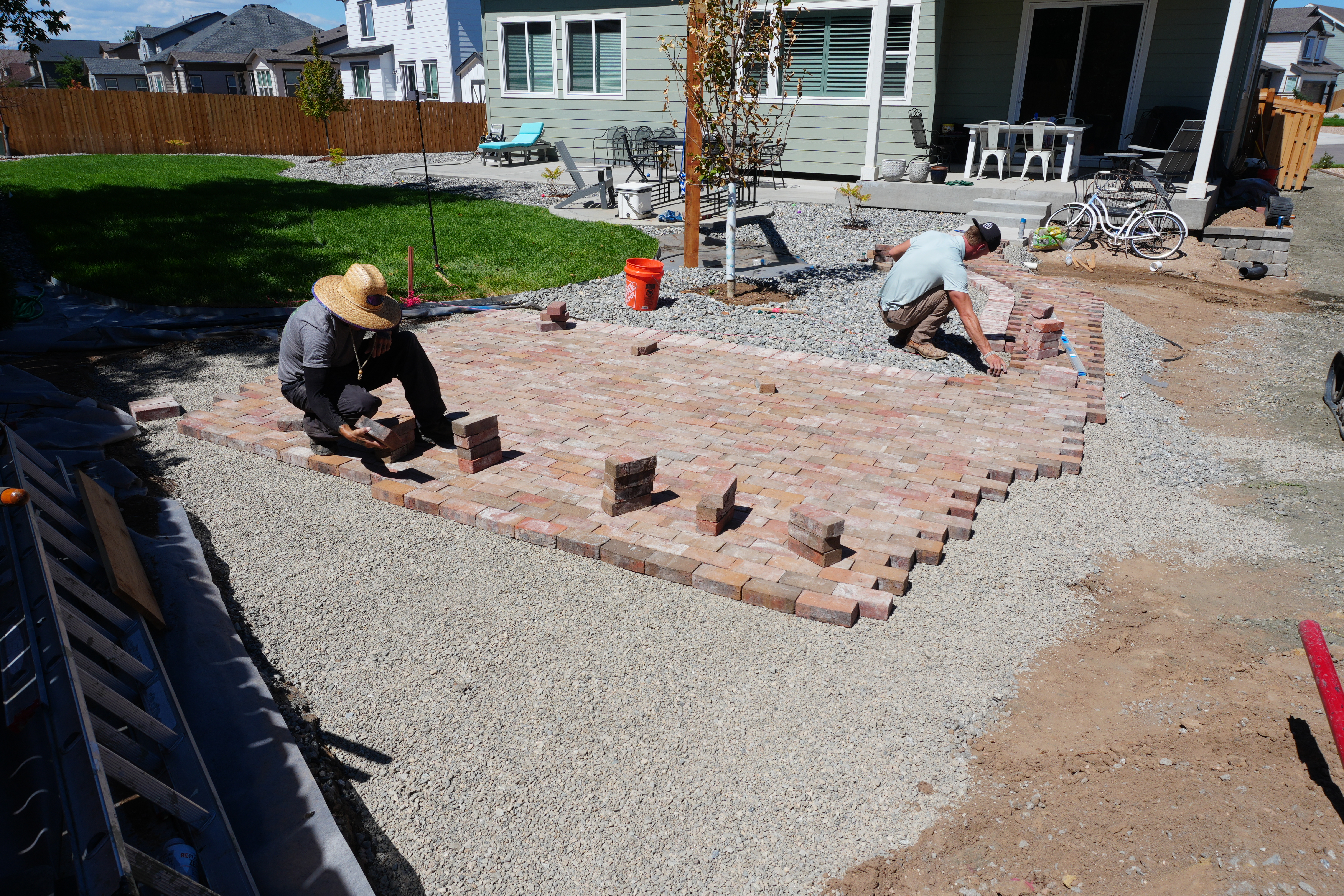 Turf Talent crew installing a paver patio