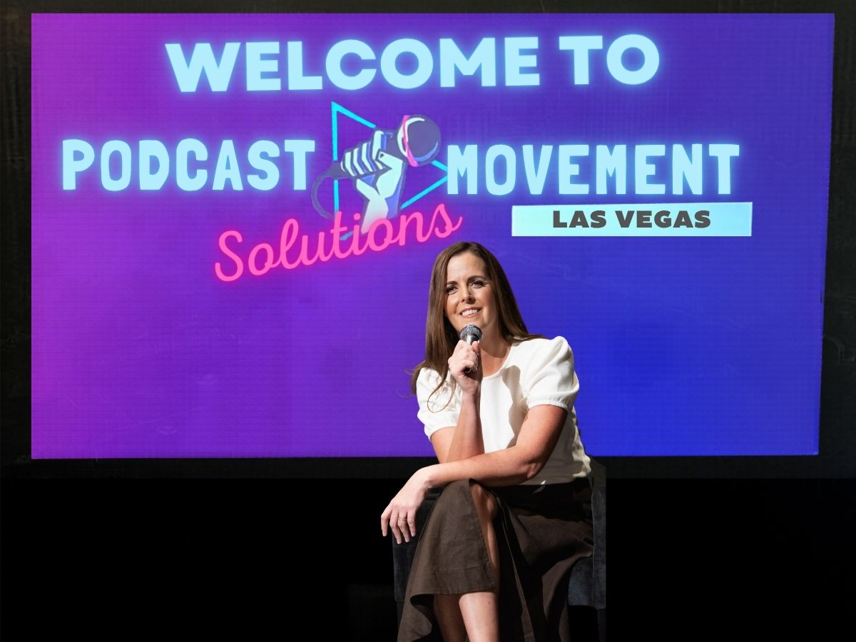 Steph Thompson speaking at Podcast Movement, Las Vegas