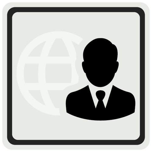 Imagen de un icono de una persona delante de un mundo para representar la visión del Acelerador de Coaching.