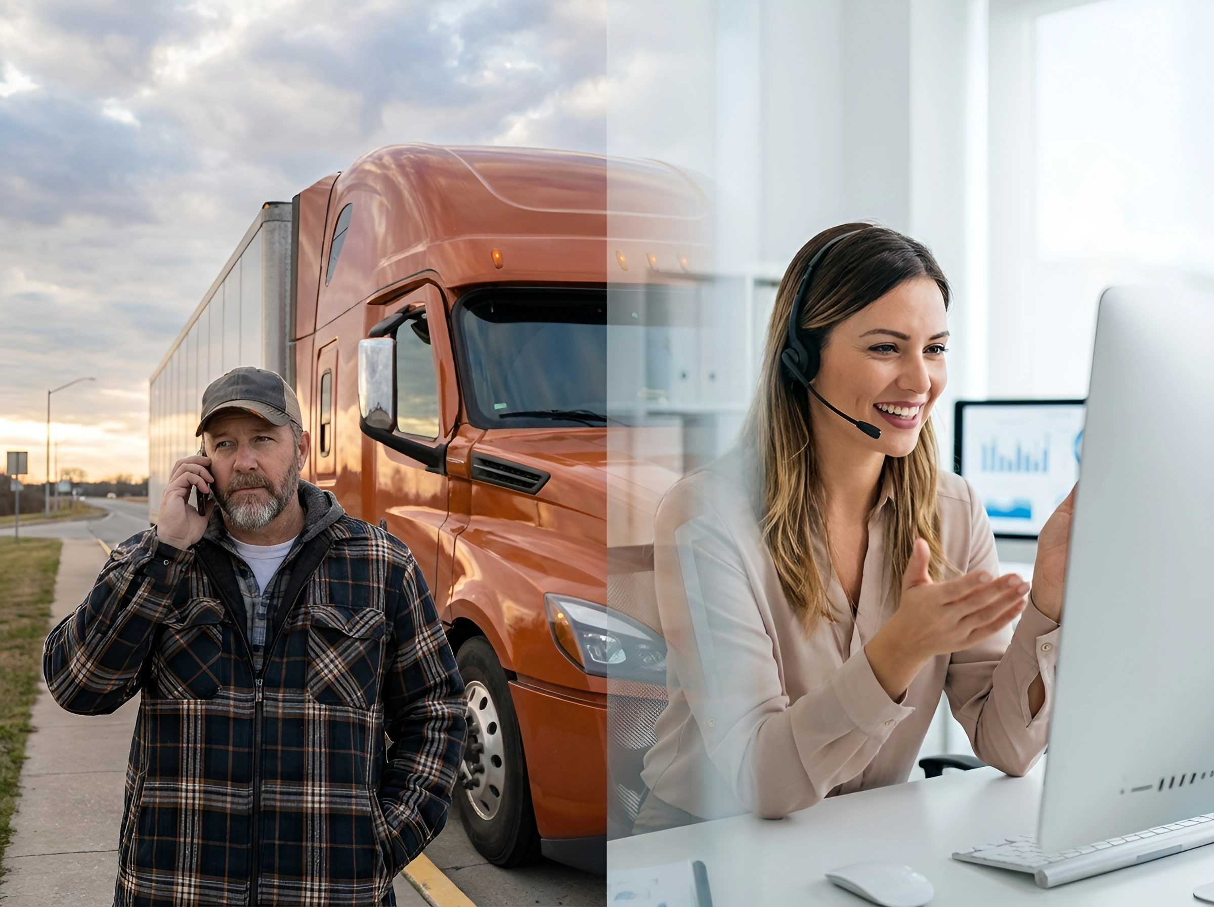 phone consult between trucker and insurance advisor