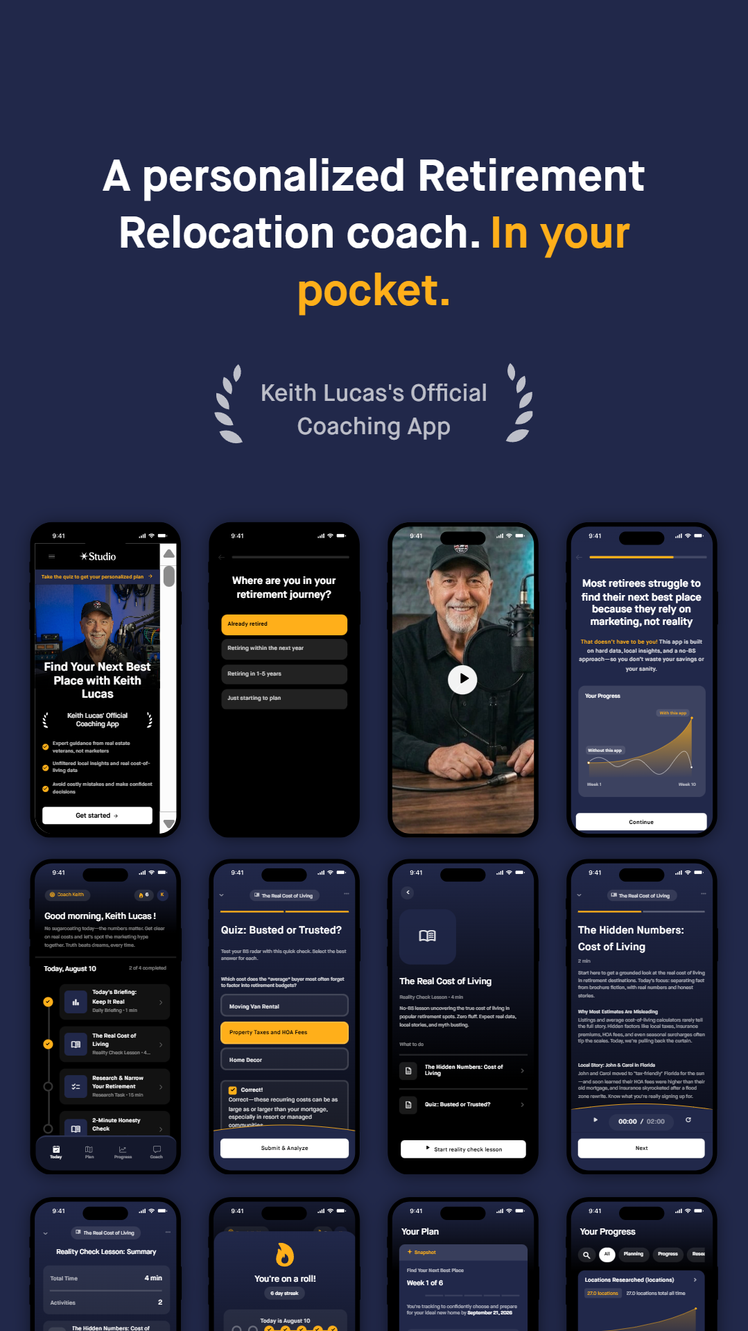 RetirementRelo App Mockup