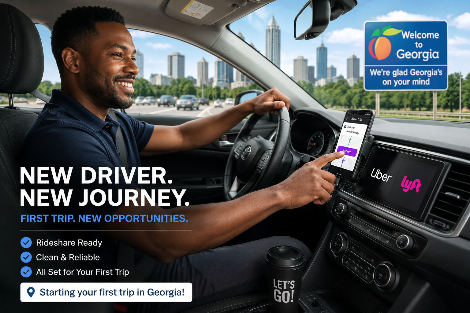 New rideshare driver starting first trip in Georgia