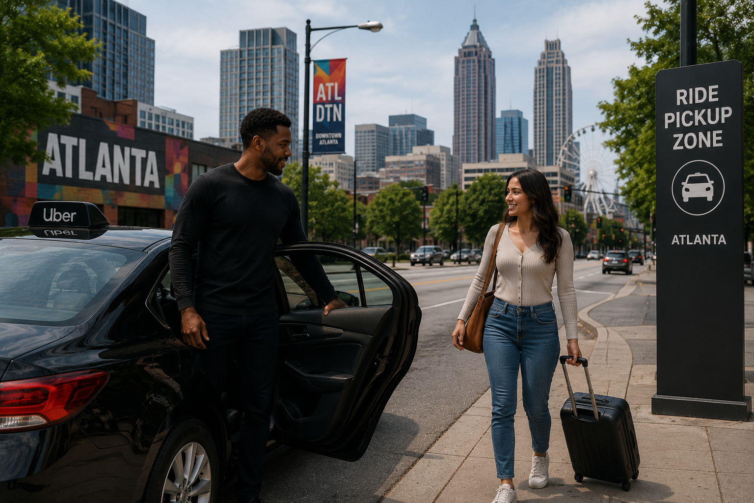 Driver picking up passenger in Atlanta city Driver picking up passenger in Atlanta city