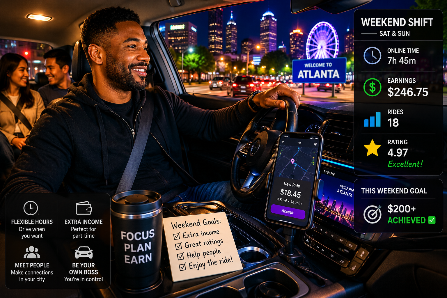 Part-time rideshare driver working weekend shift Part-time rideshare driver working weekend shift