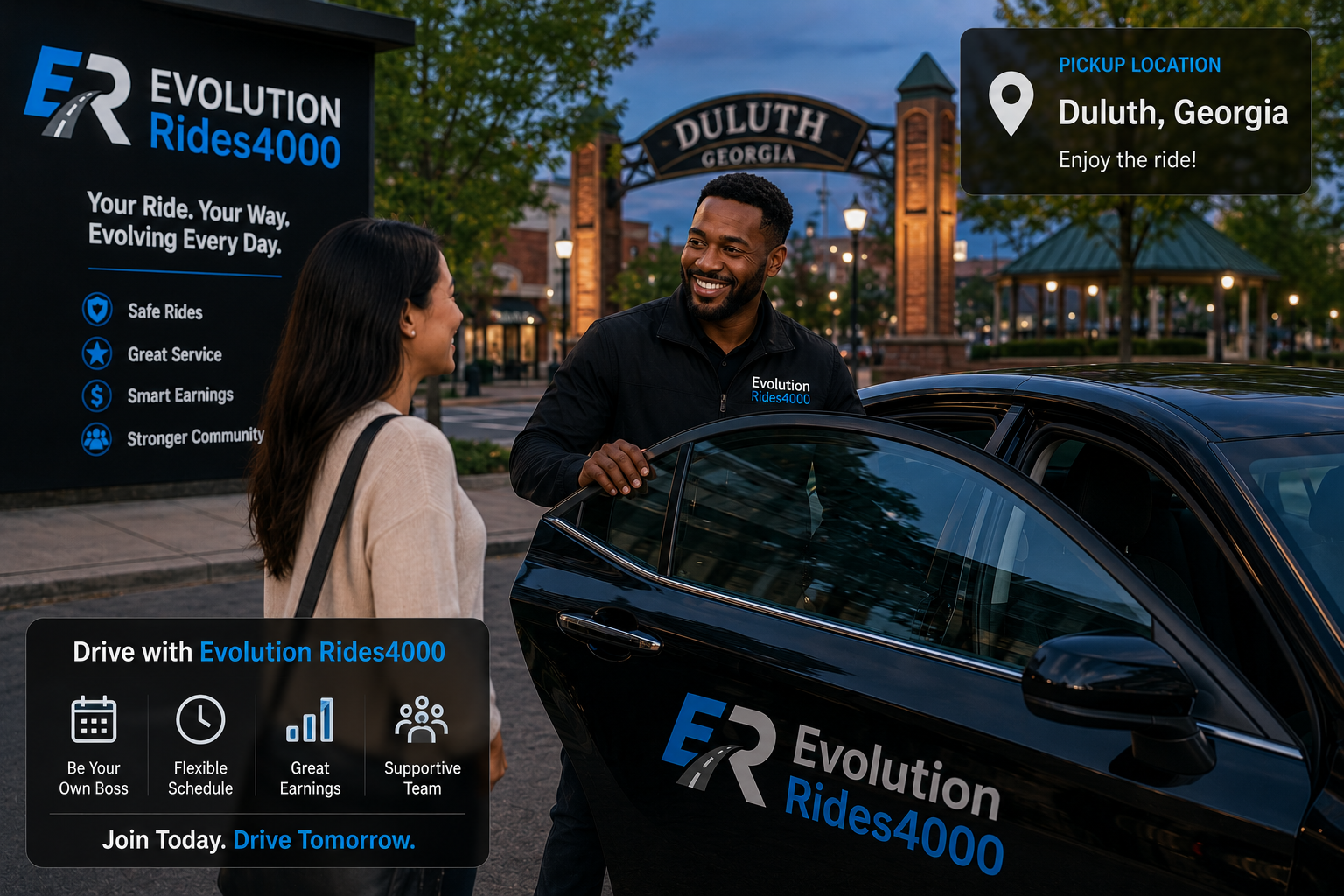 Rideshare driver picking up rental vehicle