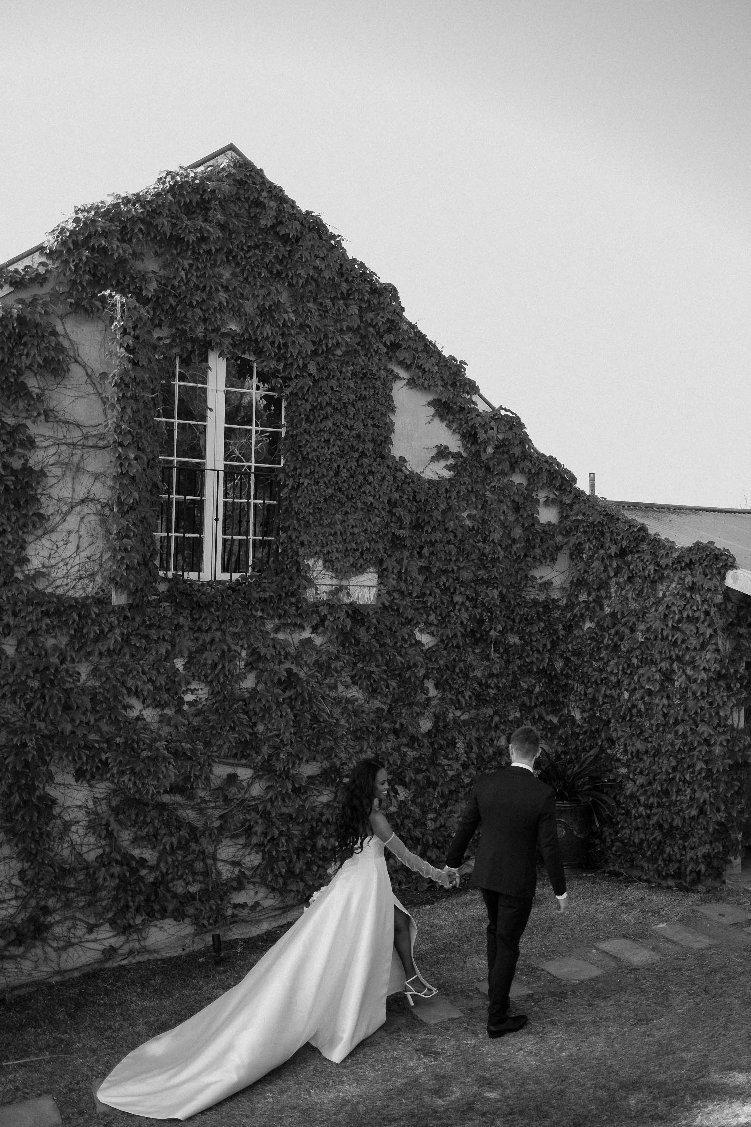 A candid beach wedding moment