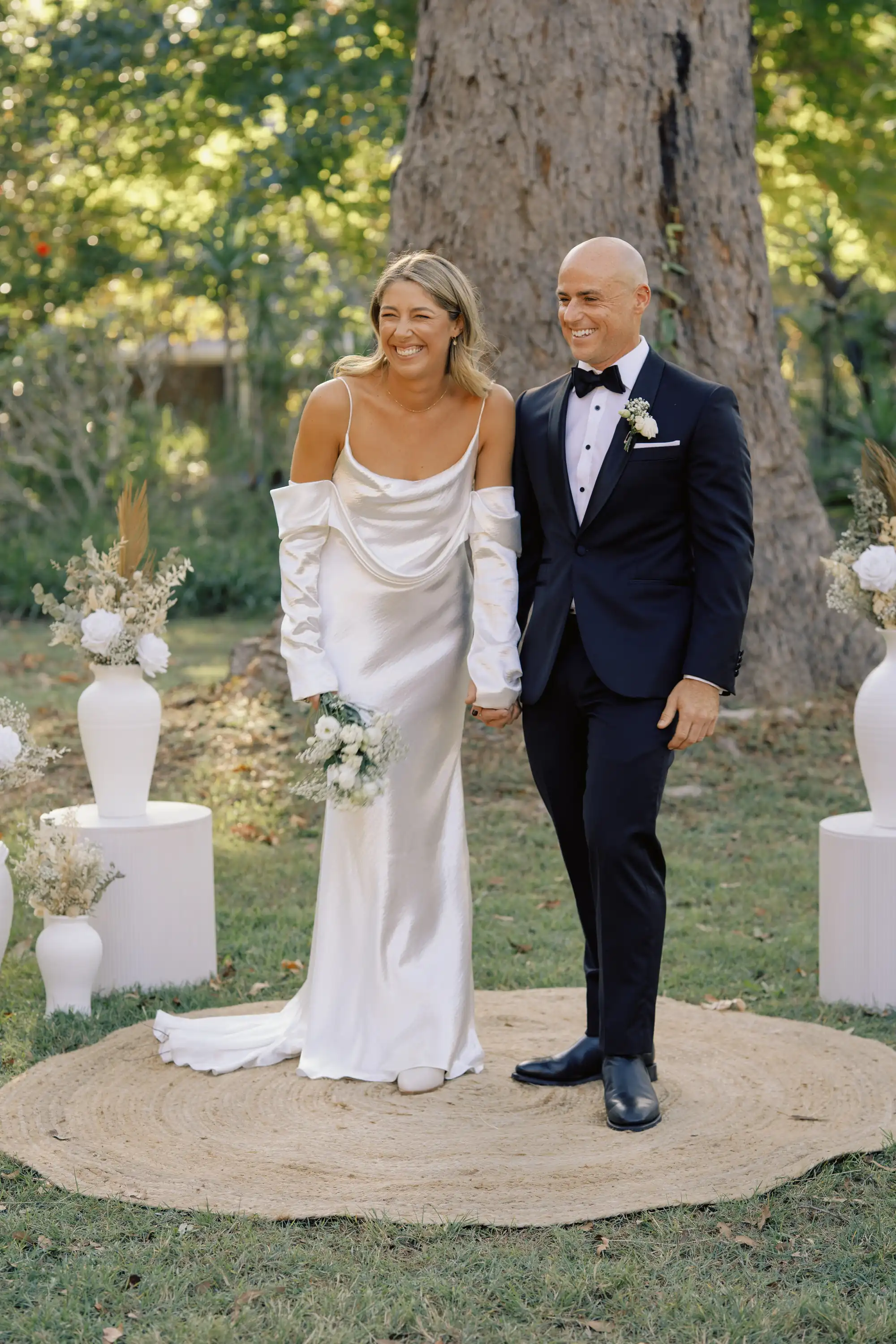 A couple together on their wedding day