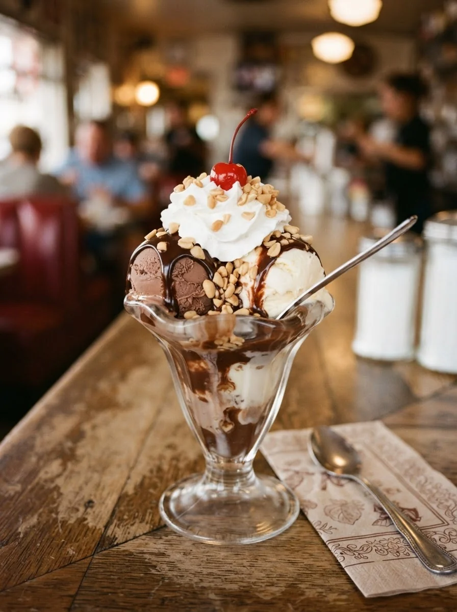 Ice cream sundae with toppings — TEMP-REPLACE