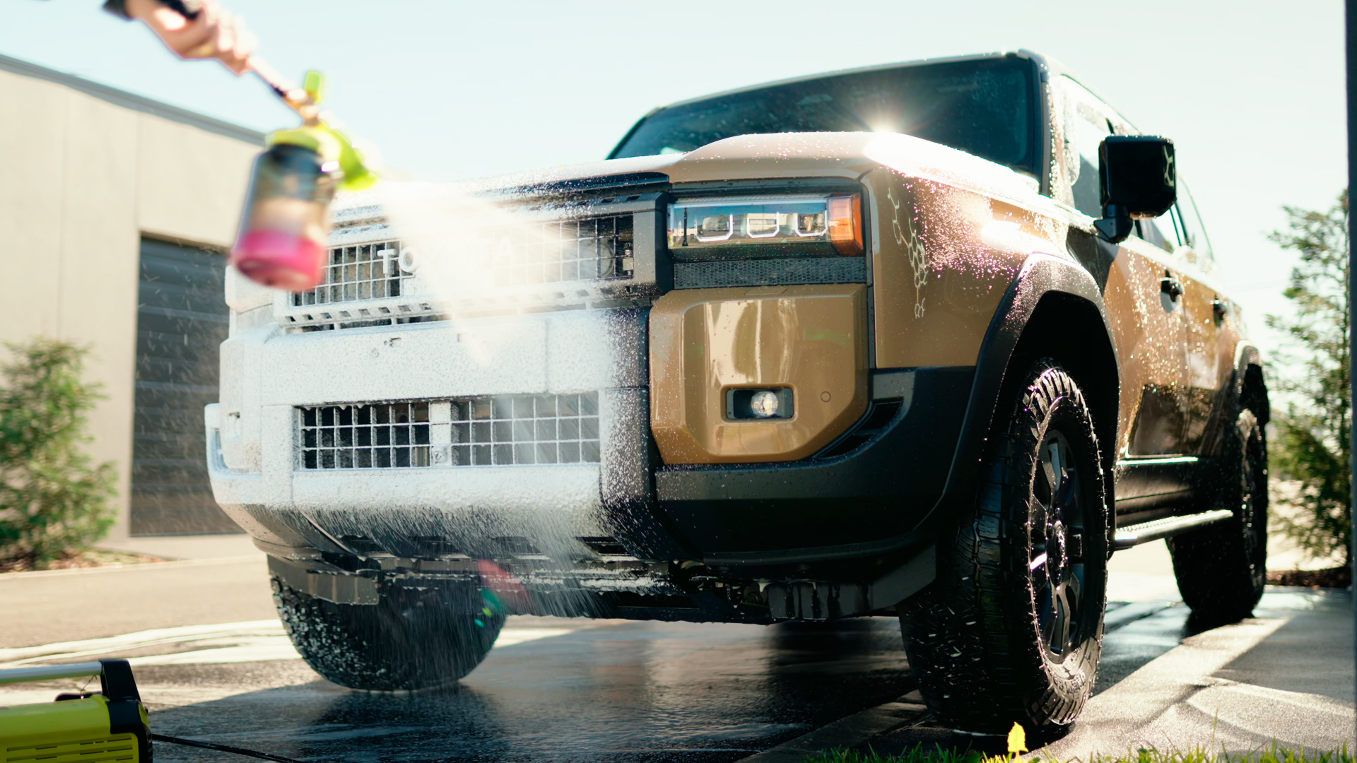 A finished vehicle being washed down
