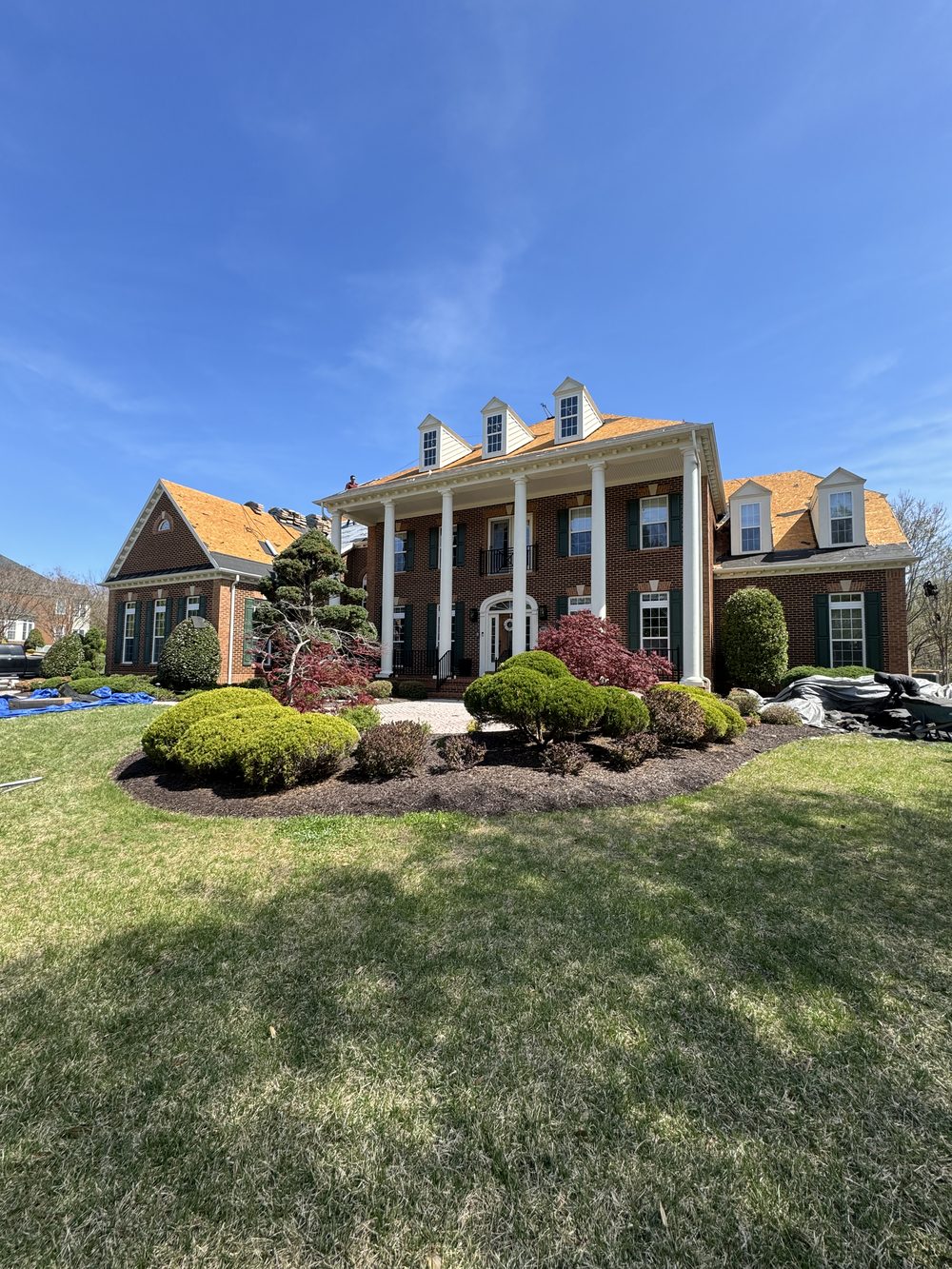 Completed roof replacement aerial