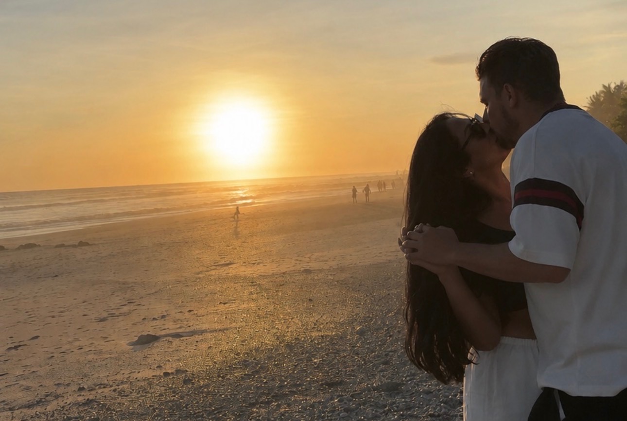 Coach Kavita and Brad at sunset