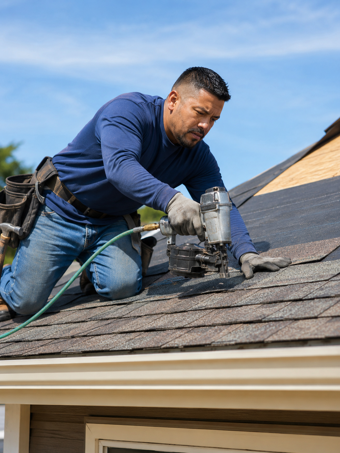 Roofers at work