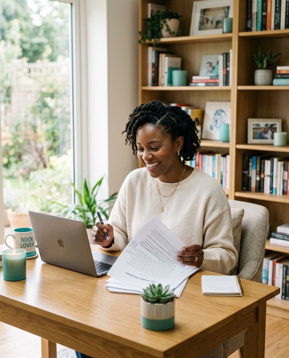 Author working on manuscript
