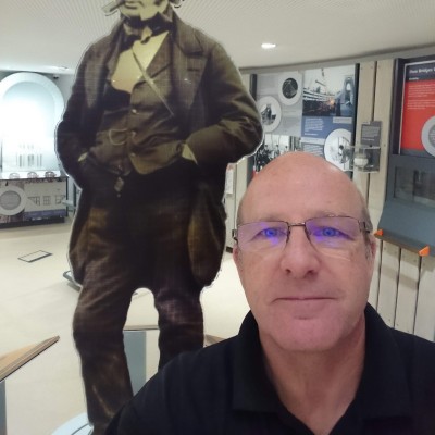 Gary Webber, owner of Advantex, restoring a stone floor on site