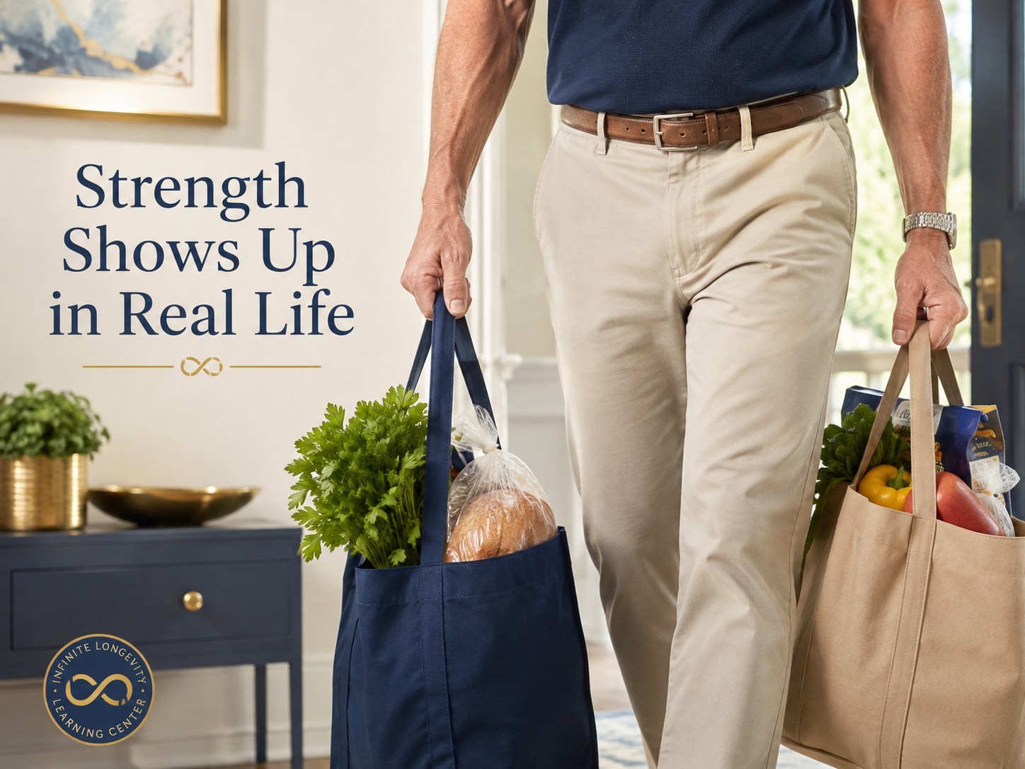 Everyday activities such as carrying groceries require muscle strength and physical capability.