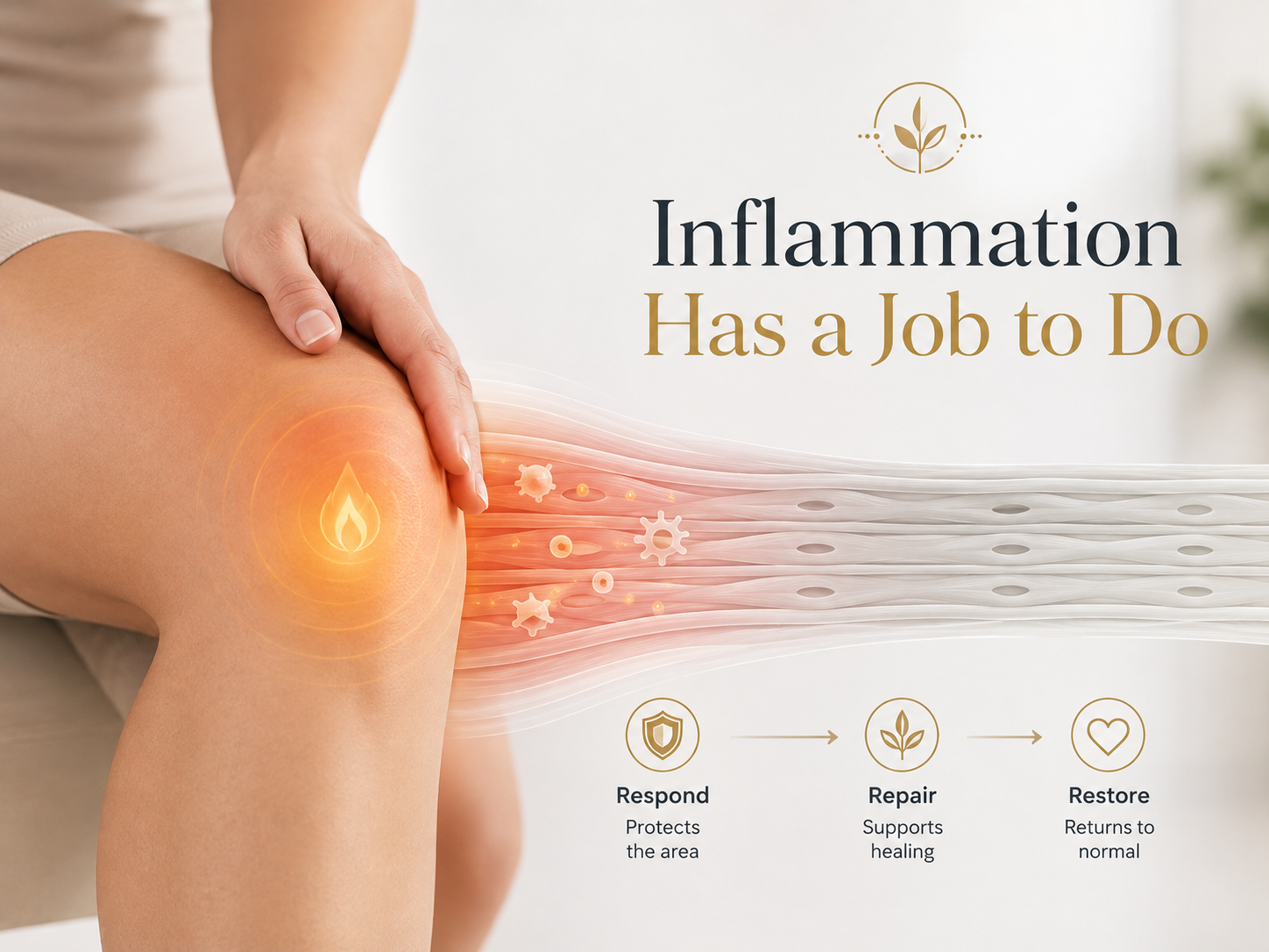 A mild inflammatory response around injured tissue showing inflammation as part of normal repair and recovery.