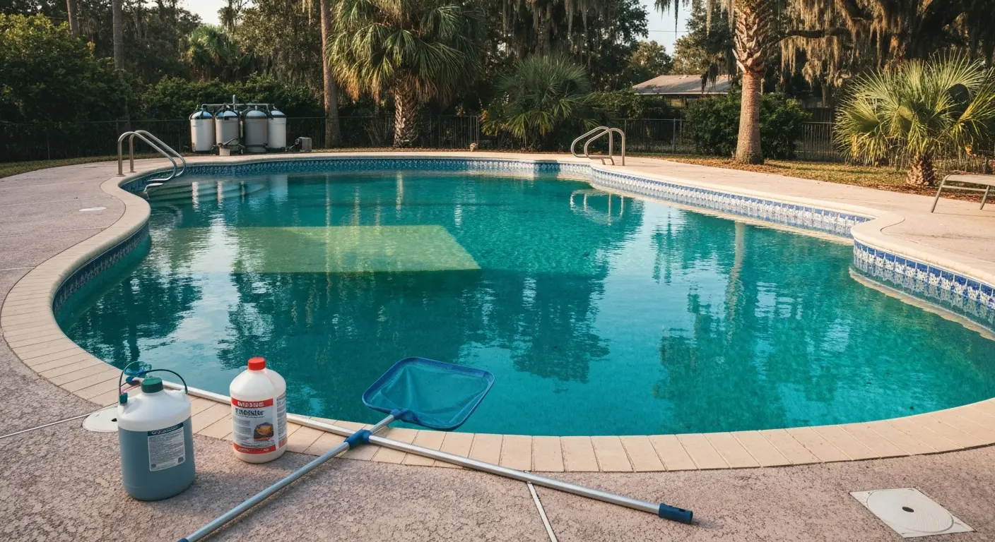 Green to blue pool recovery